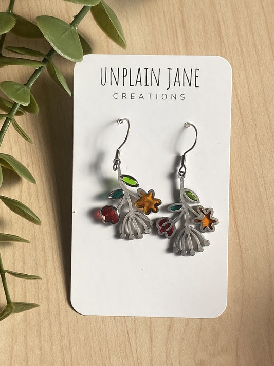 Stainless steel resin flower earrings