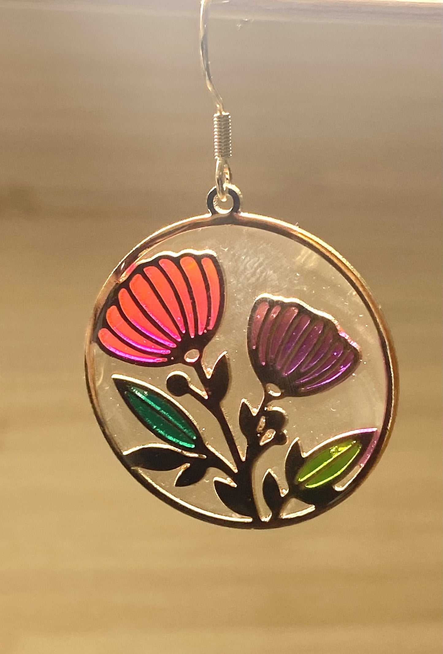 Pink & purple resin flower with clear background