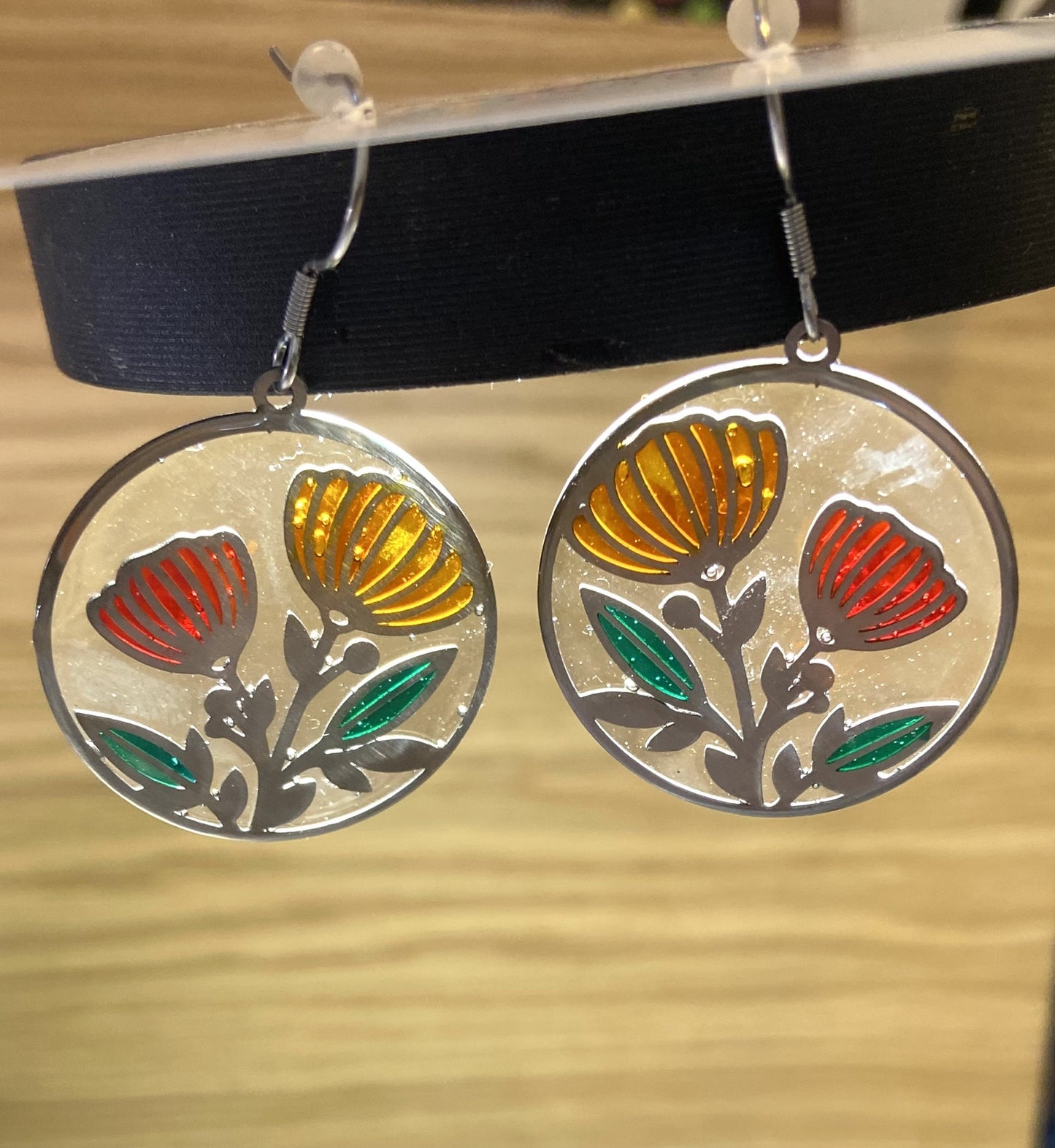 Red & Orange resin flower clear background