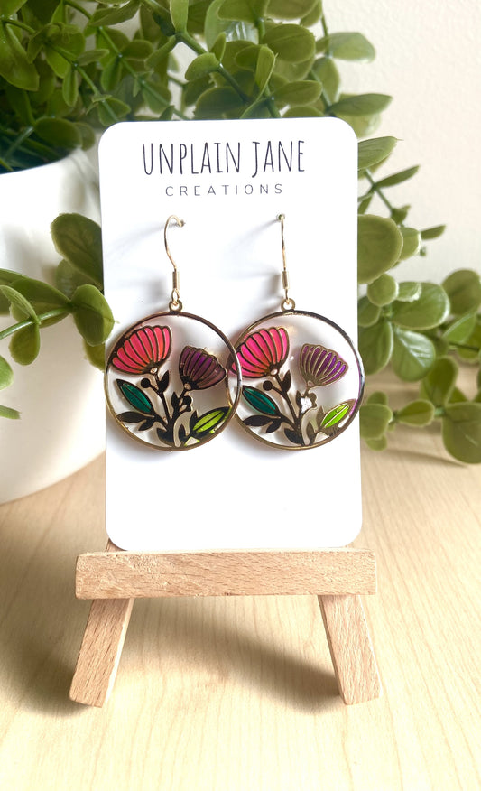 Pink & purple resin flower with clear background